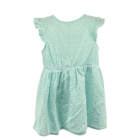 Little Lass Toddler Girls Aqua Eyelet Flutter Sleeve Dress 4T – A-Line - Picture 2 of 9